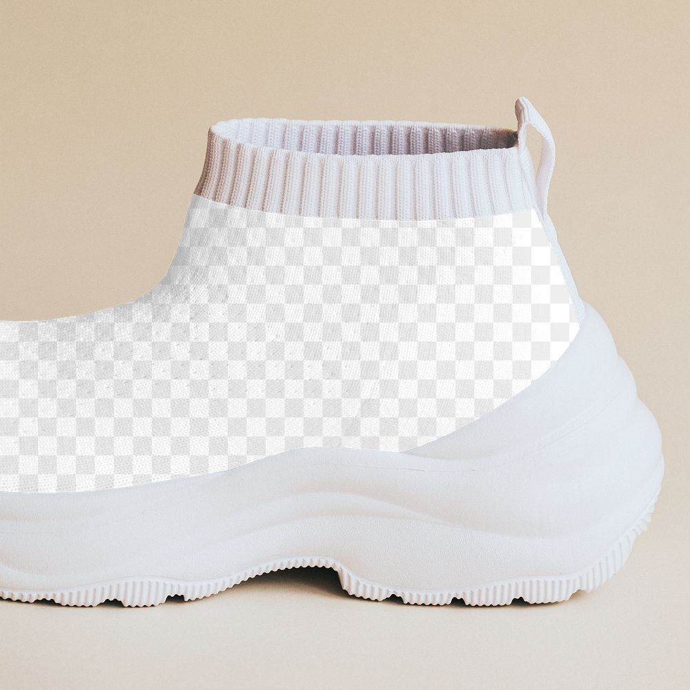 Png knitted high top sneakers mockup