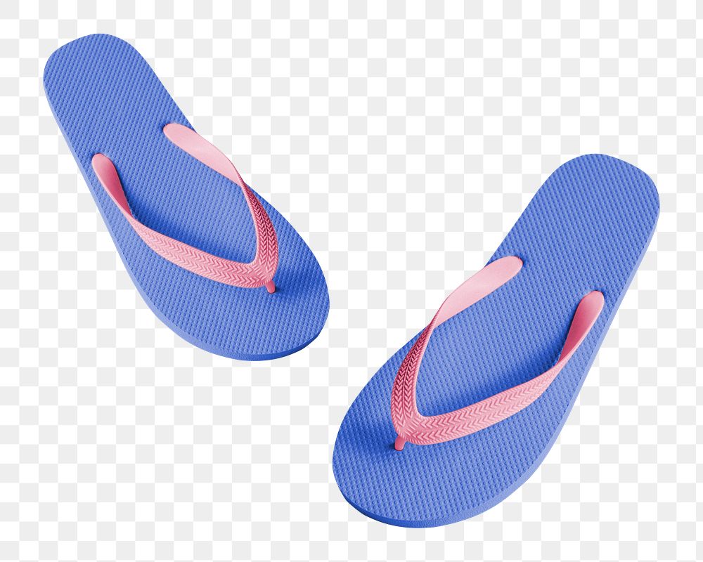 Blue flip flop png summer beach slippers mockup