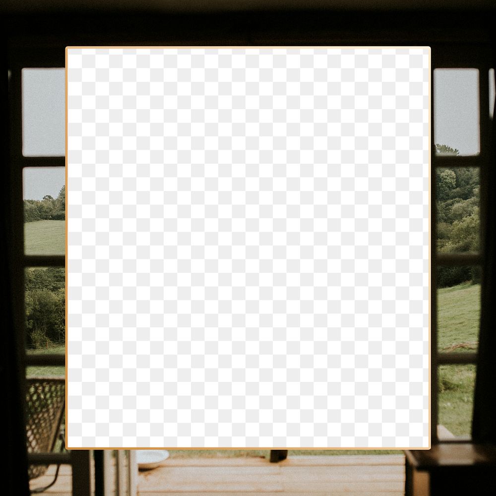 Png blank frame on countryside background