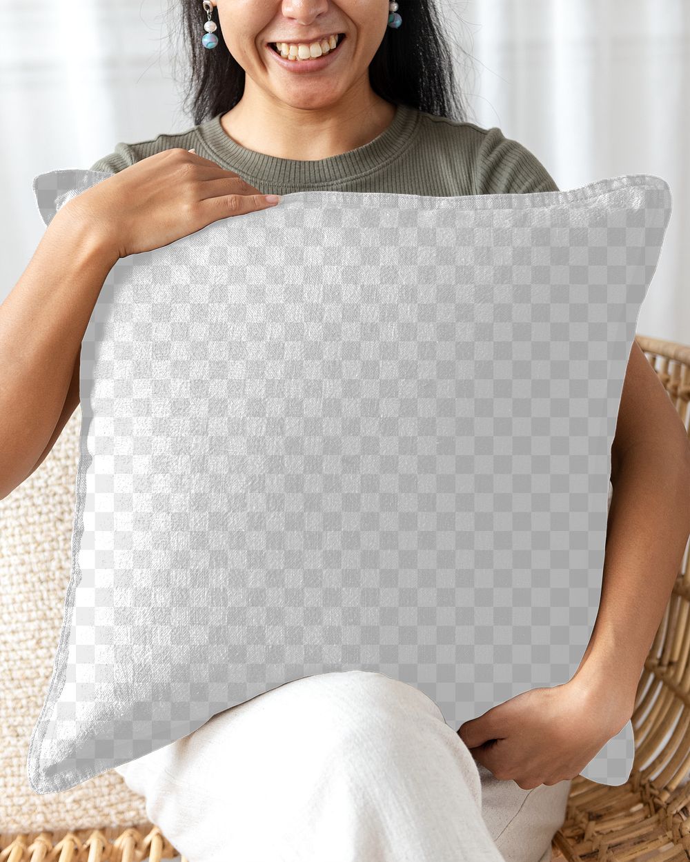 Pillow cushion cover mockup png transparent interior design