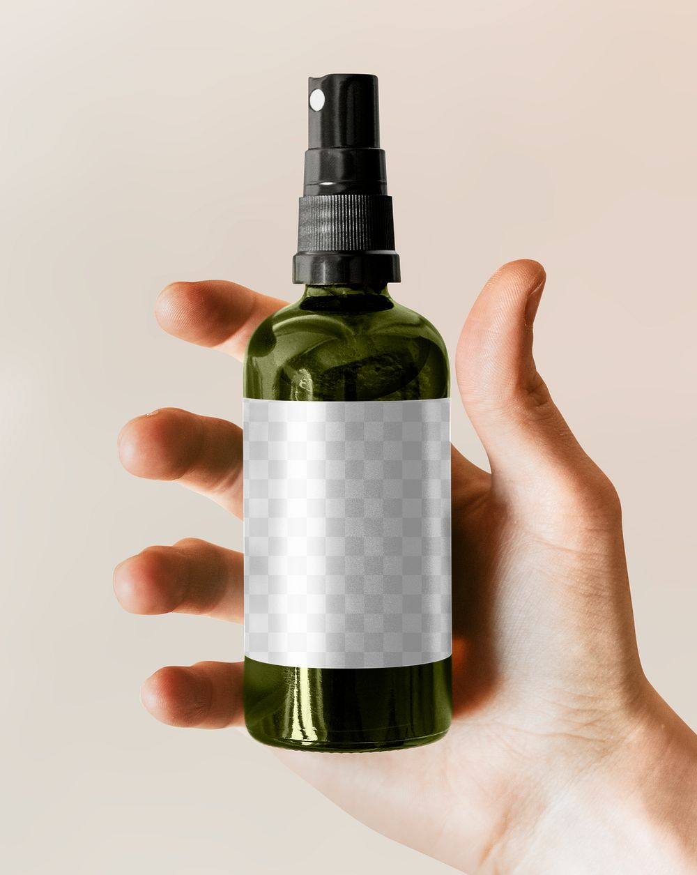 Green spray bottle png mockup minimal style