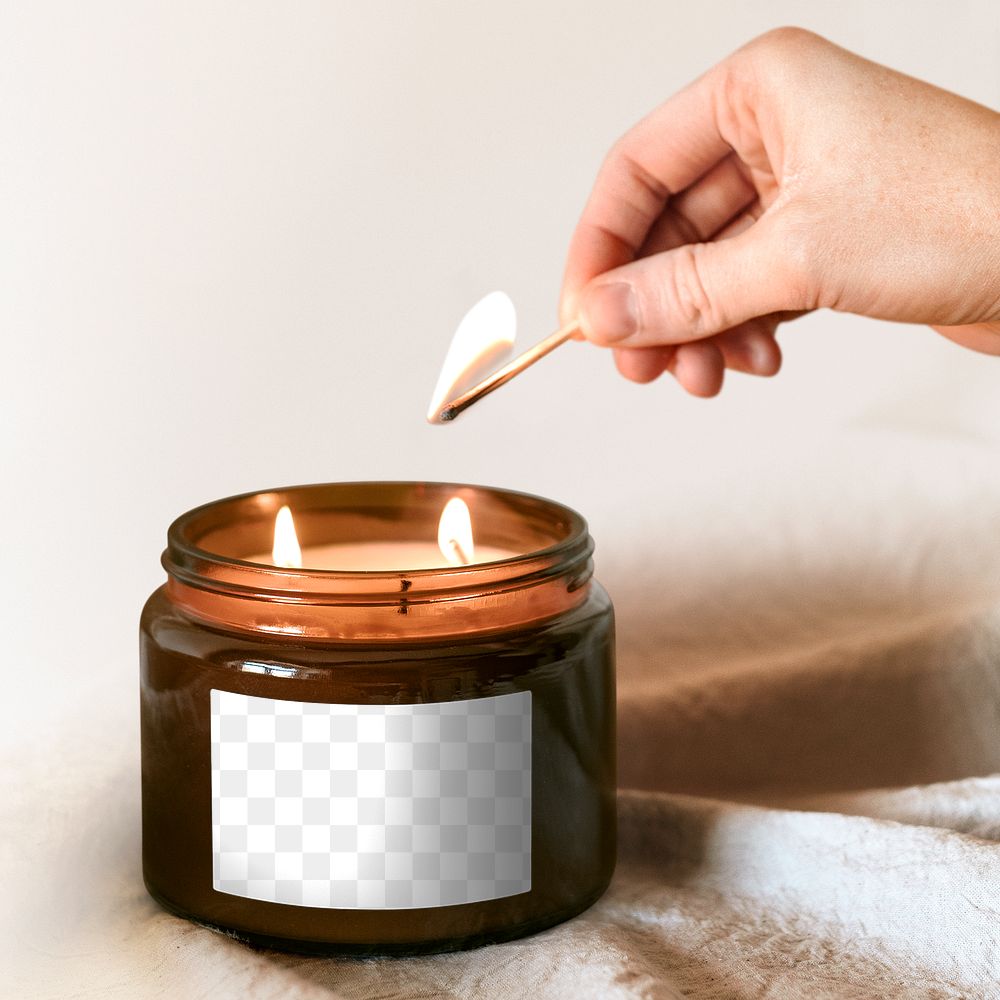 Scented candle jar png mockup minimal style