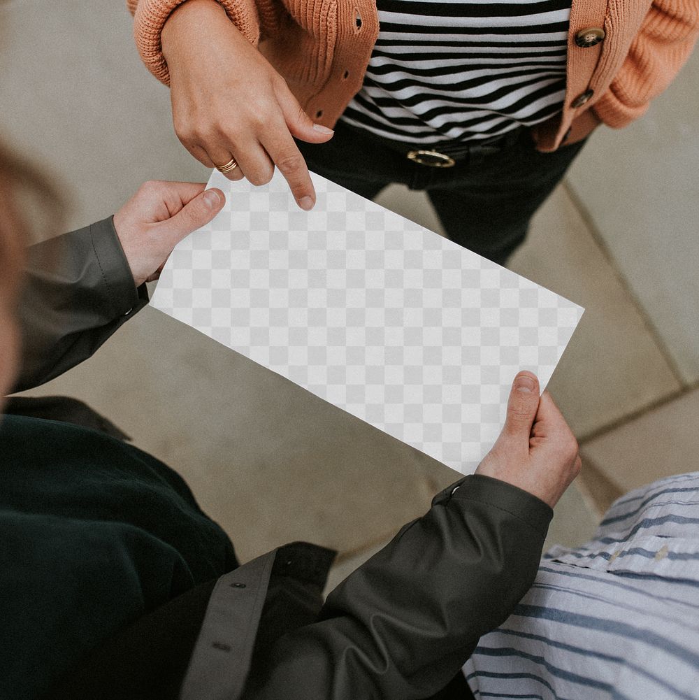 Map mockup png being read by travelers 