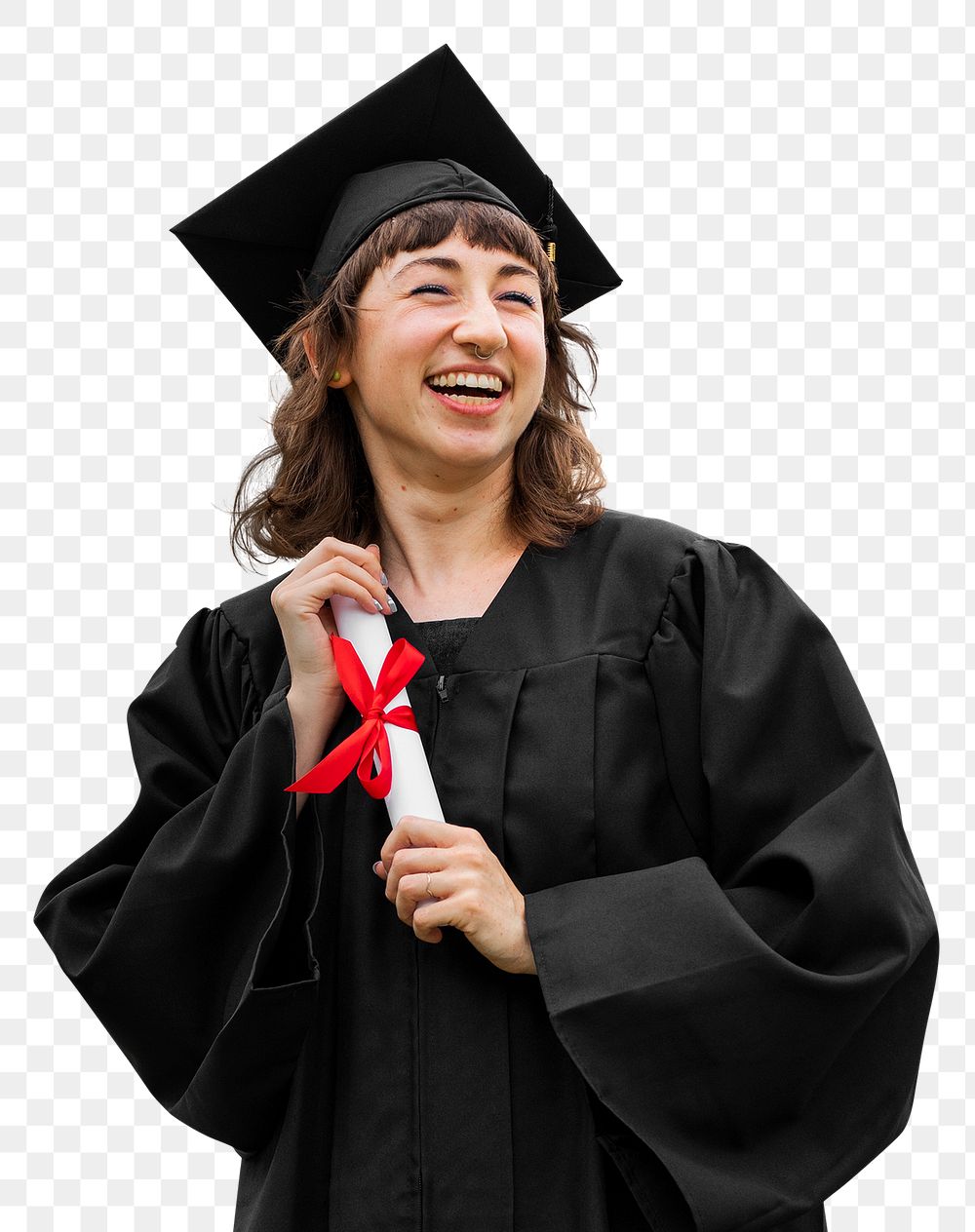 Png happy graduate celebrating, isolated on transparent background