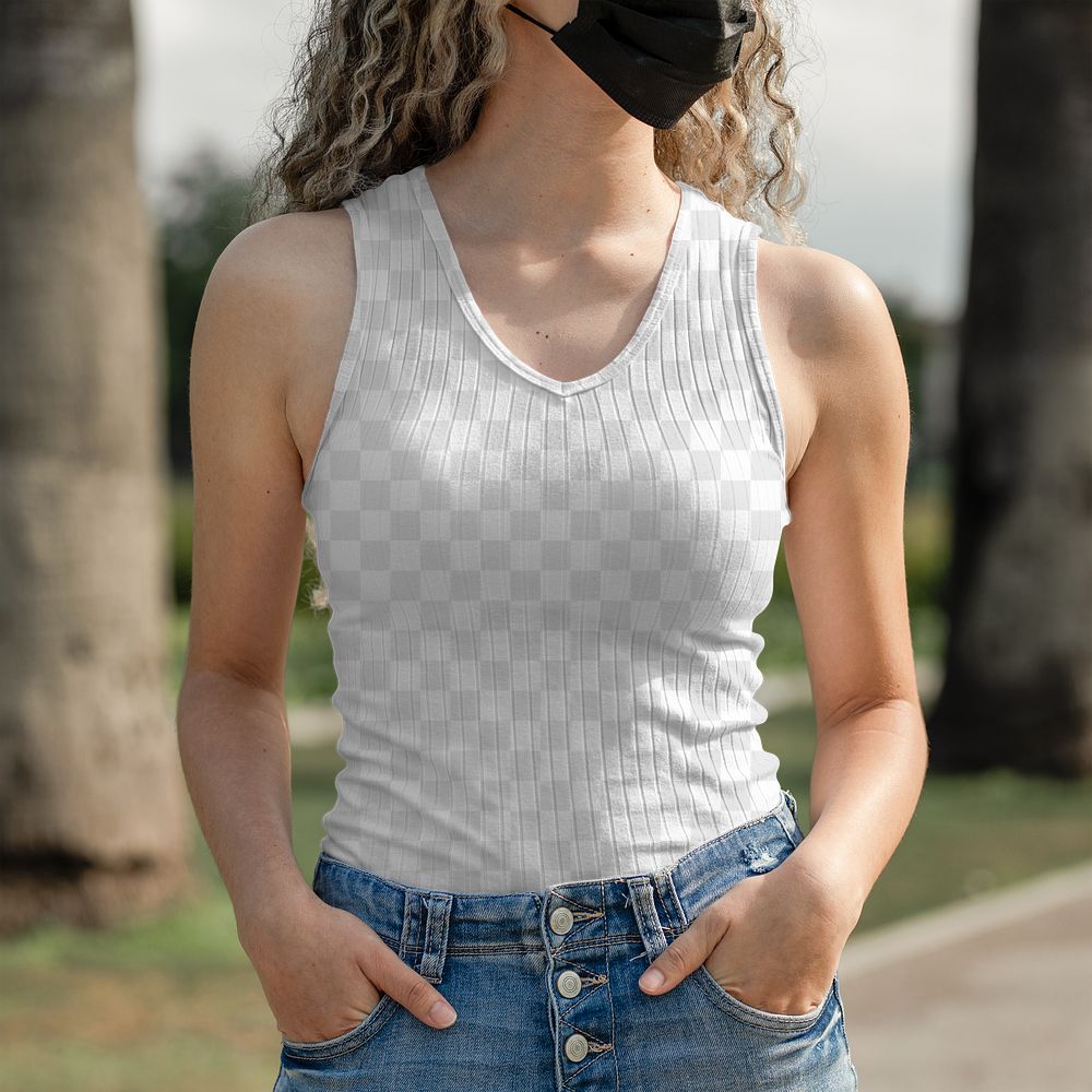 Tank top png, transparent mockup design, women&rsquo;s casual wear fashion