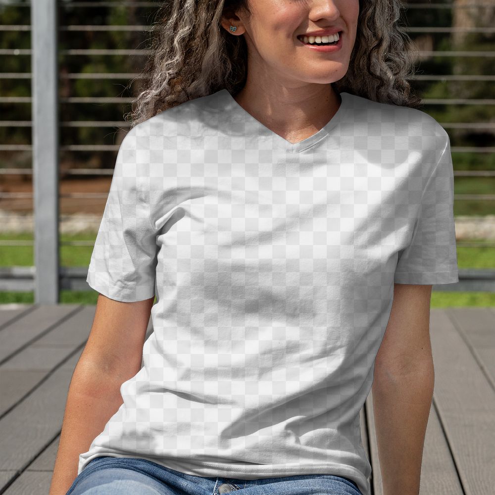 Women's tee png, transparent mockup design, casual wear fashion