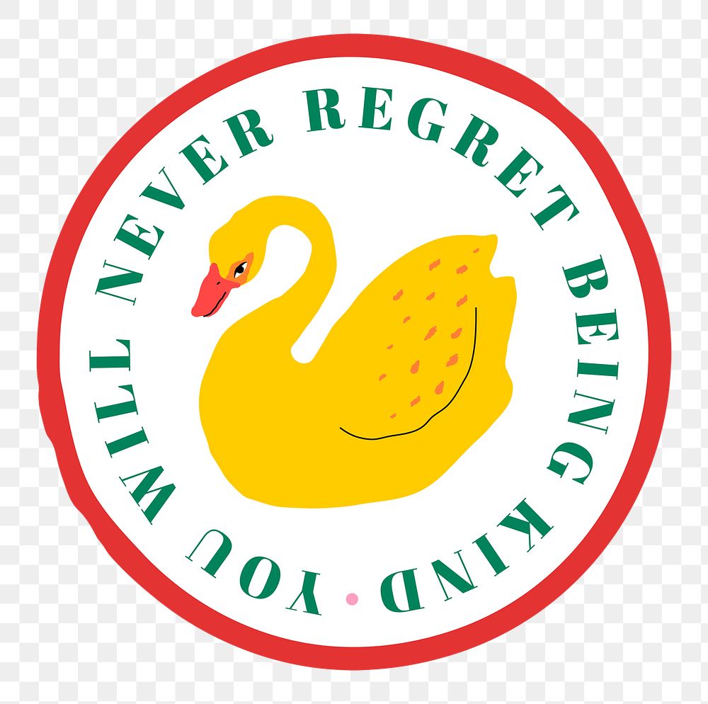 Png yellow swan badge with motivational quote