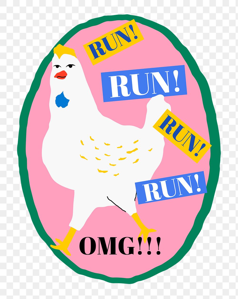 Png chicken badge with run run run text