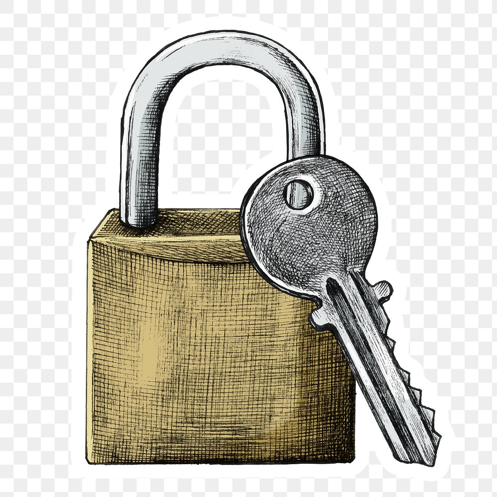 Lock and key sticker png icon