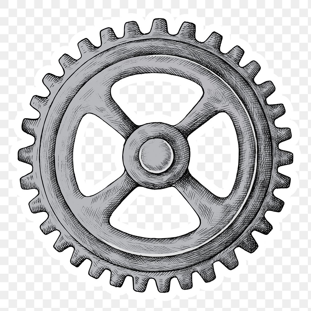 Gear drawing cartoon sticker png