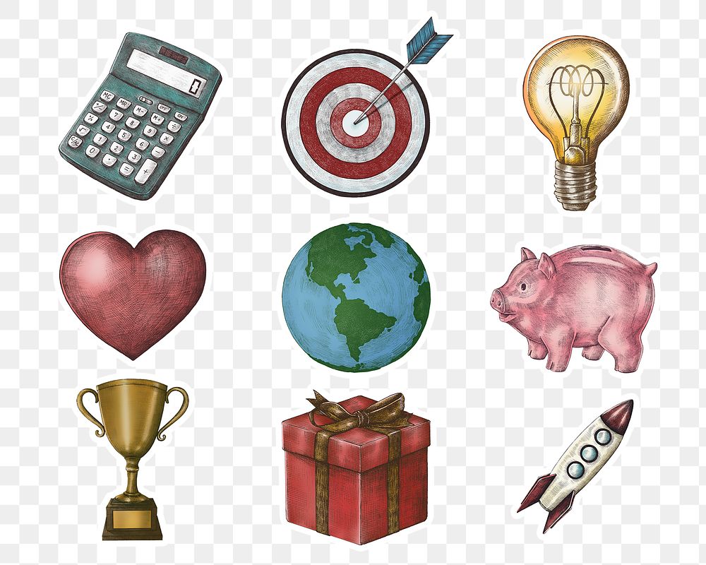 Cartoon sticker png business icon collection
