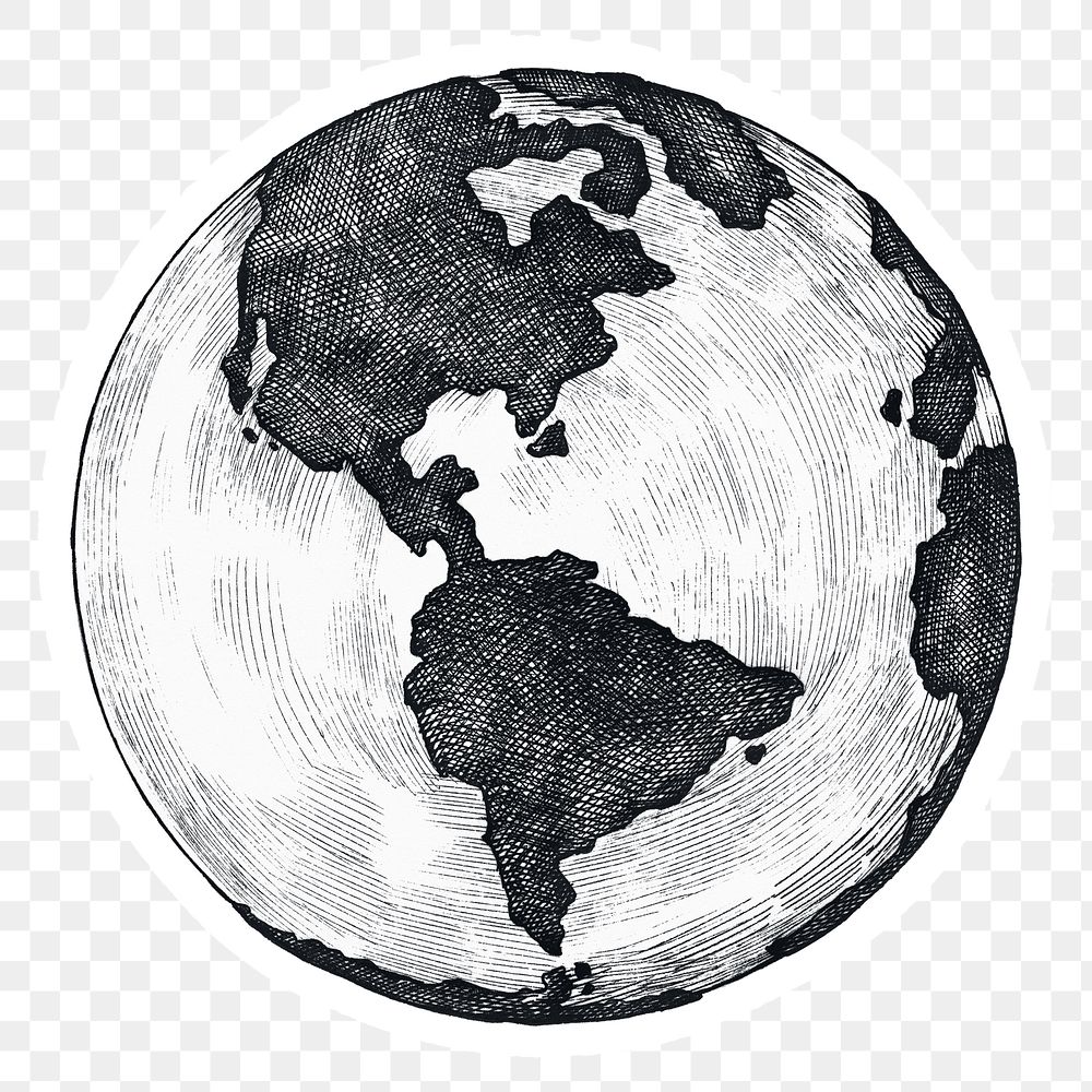 Png globe sticker black and white