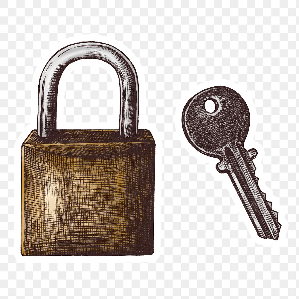 Png lock and key sticker transparent background