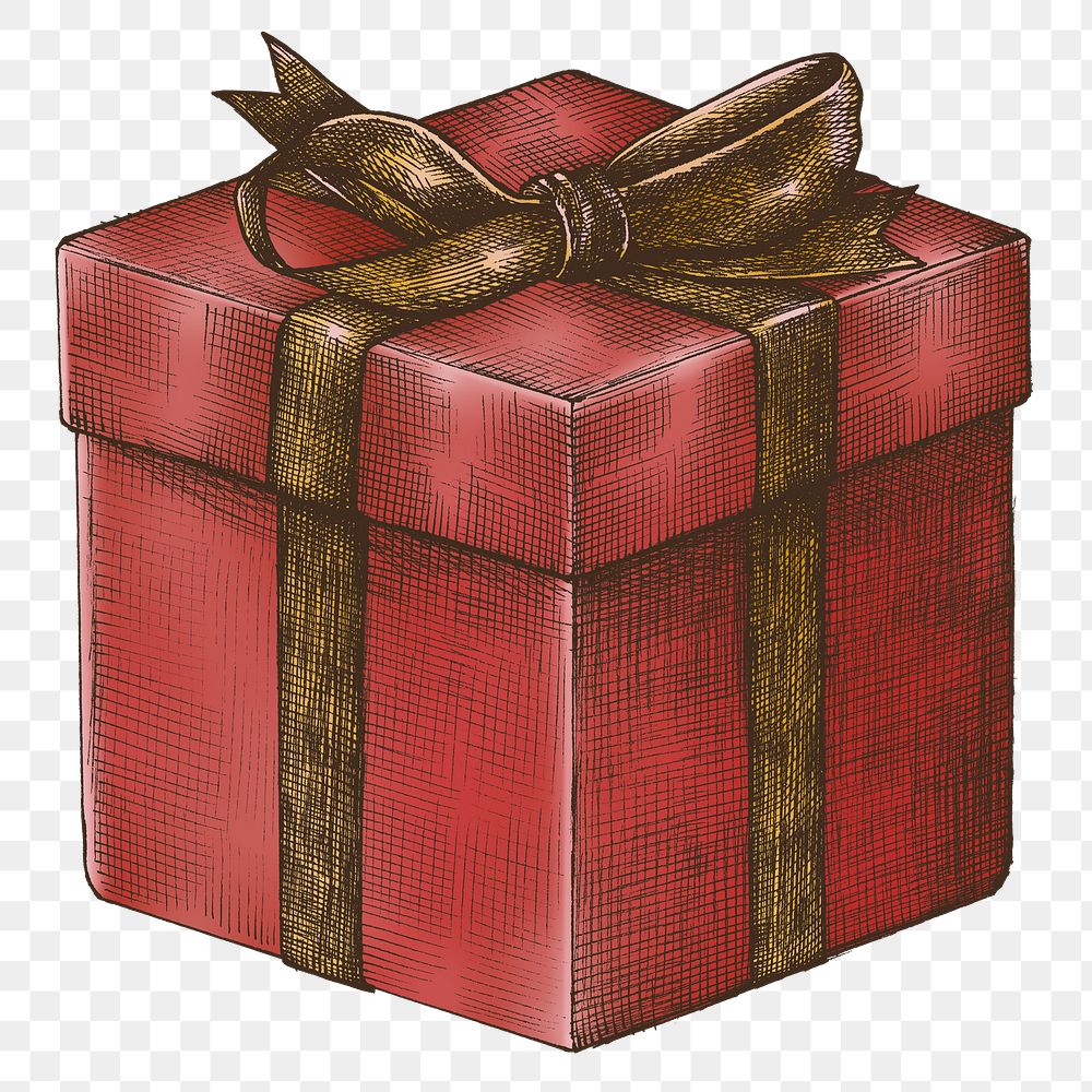 Vintage present box drawing clipart