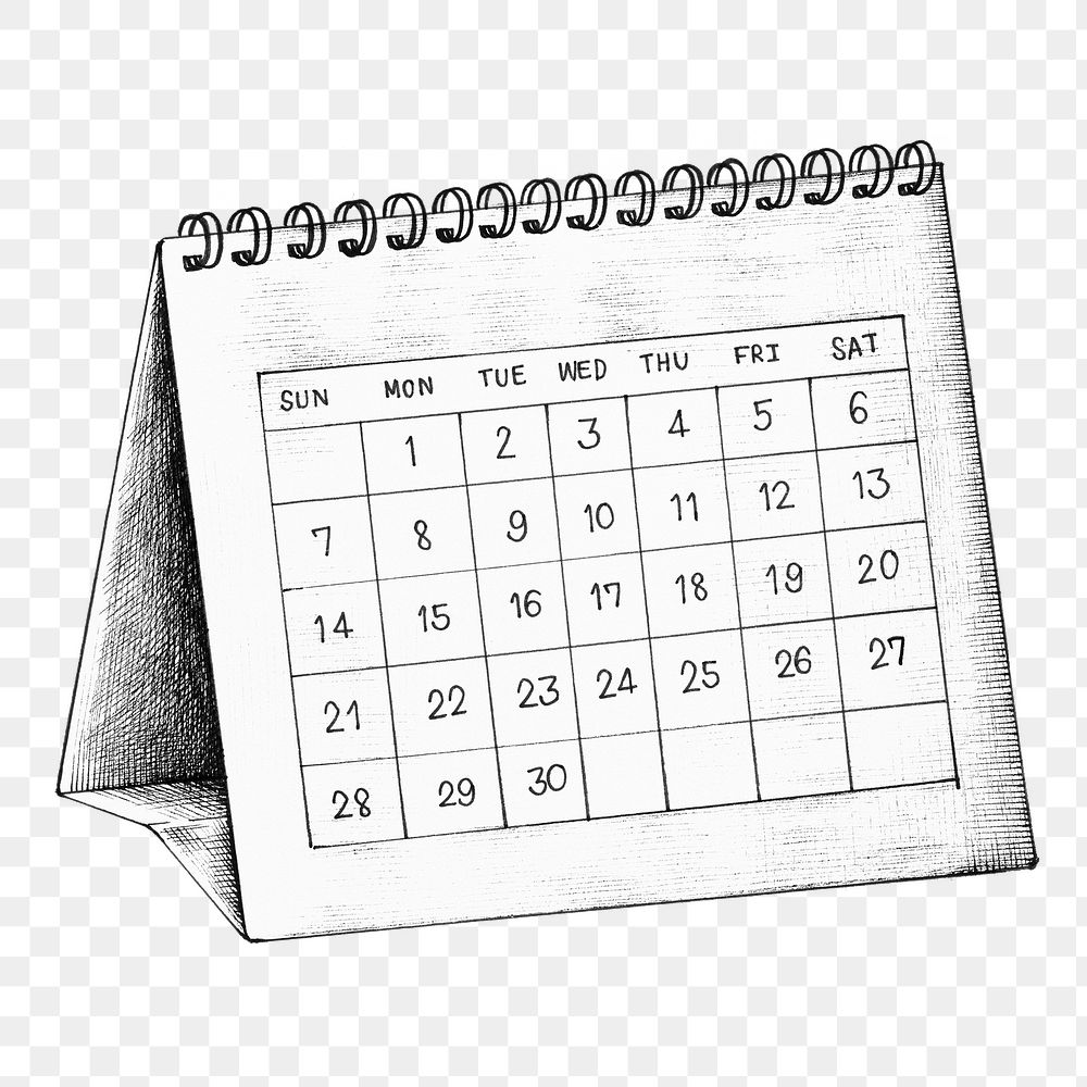 Drawing calendar cartoon clipart png black and white style