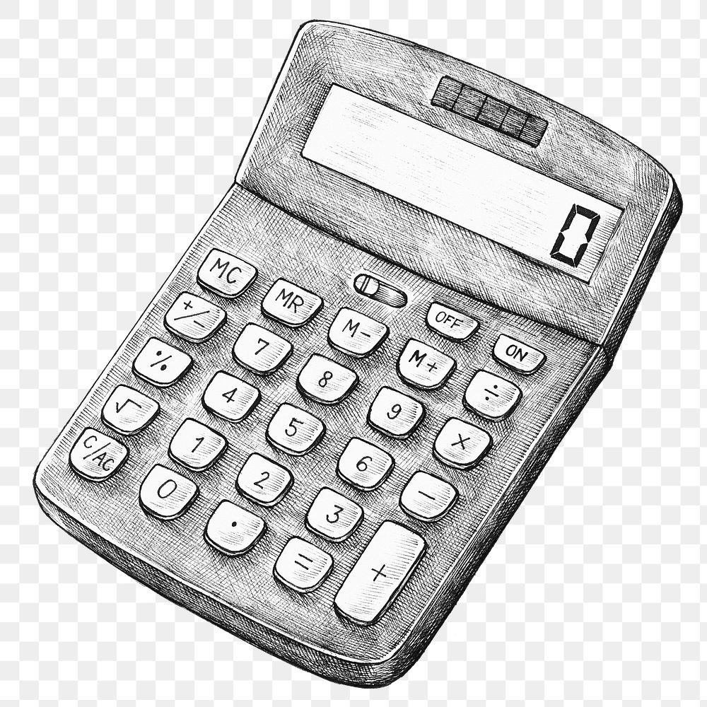 Png vintage calculator drawing clipart black and white