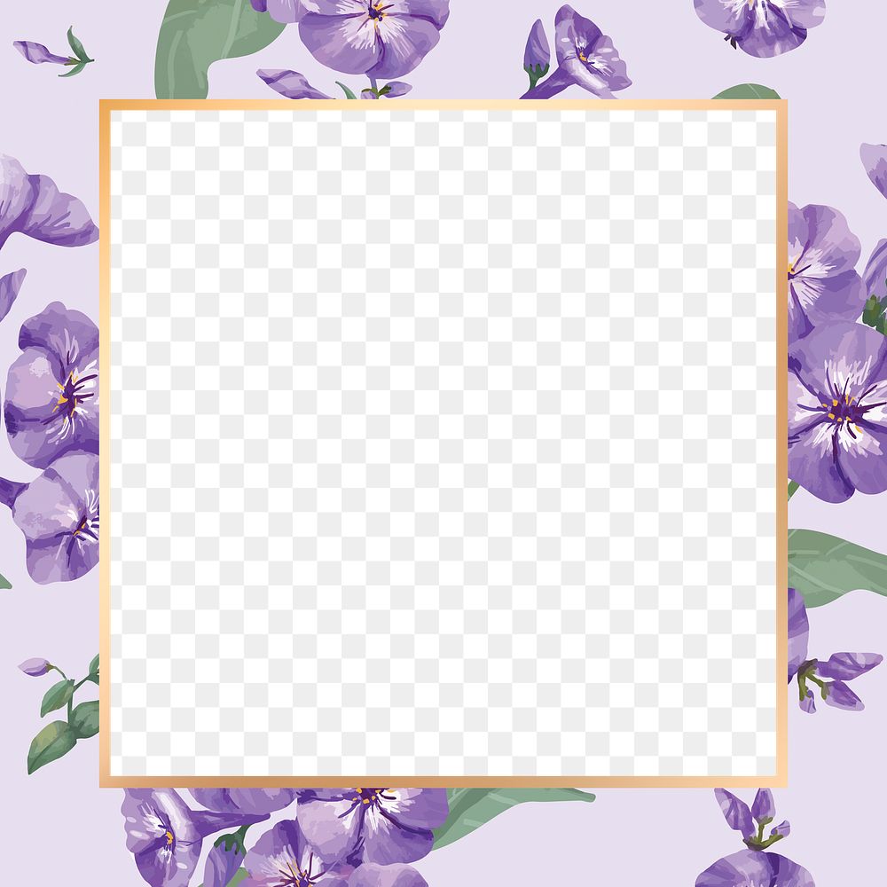 Gold square phlox flower frame design element