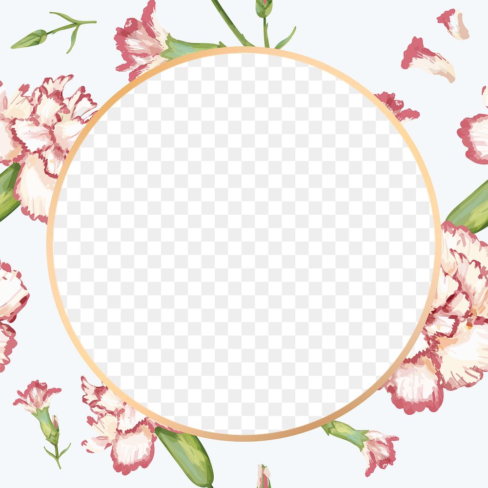 Gold round carnation flower frame design element