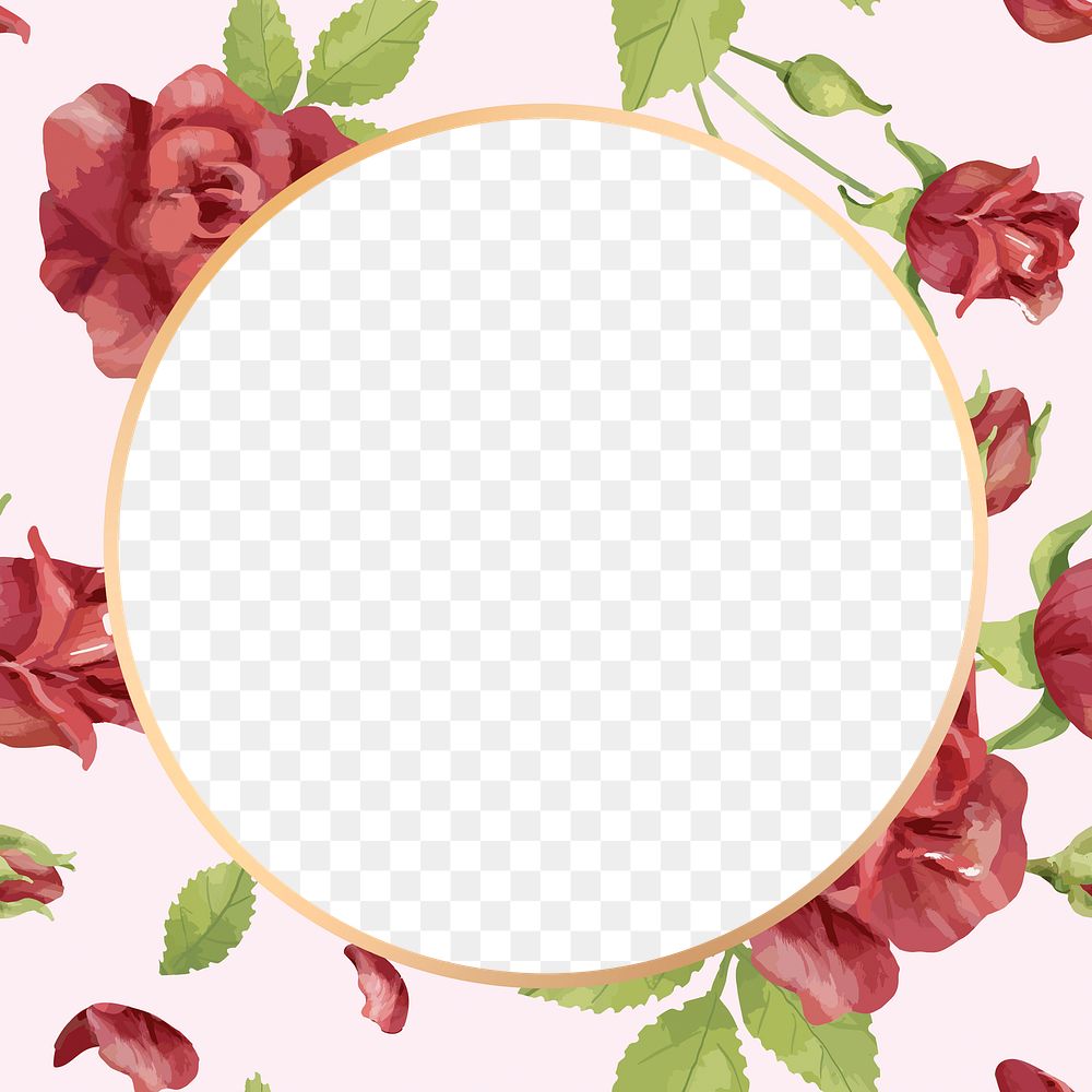 Gold round rose flower frame design element