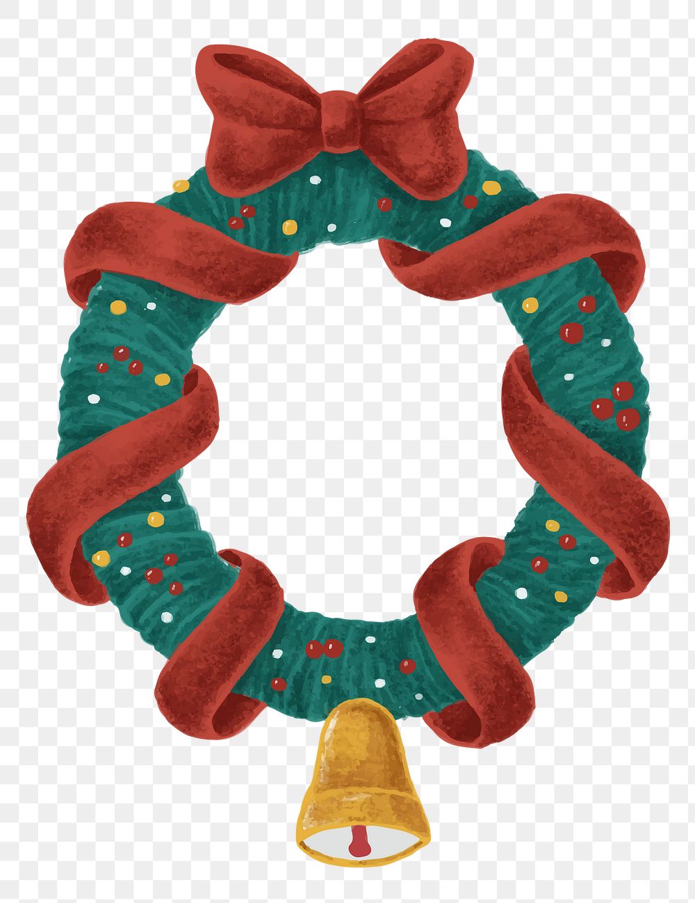 Christmas wreath png sticker hand drawn