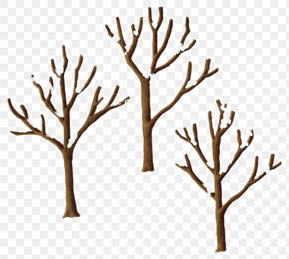 Trees in winter png sticker illustration set