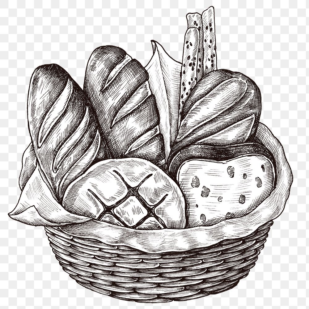 Black and white png bread basket