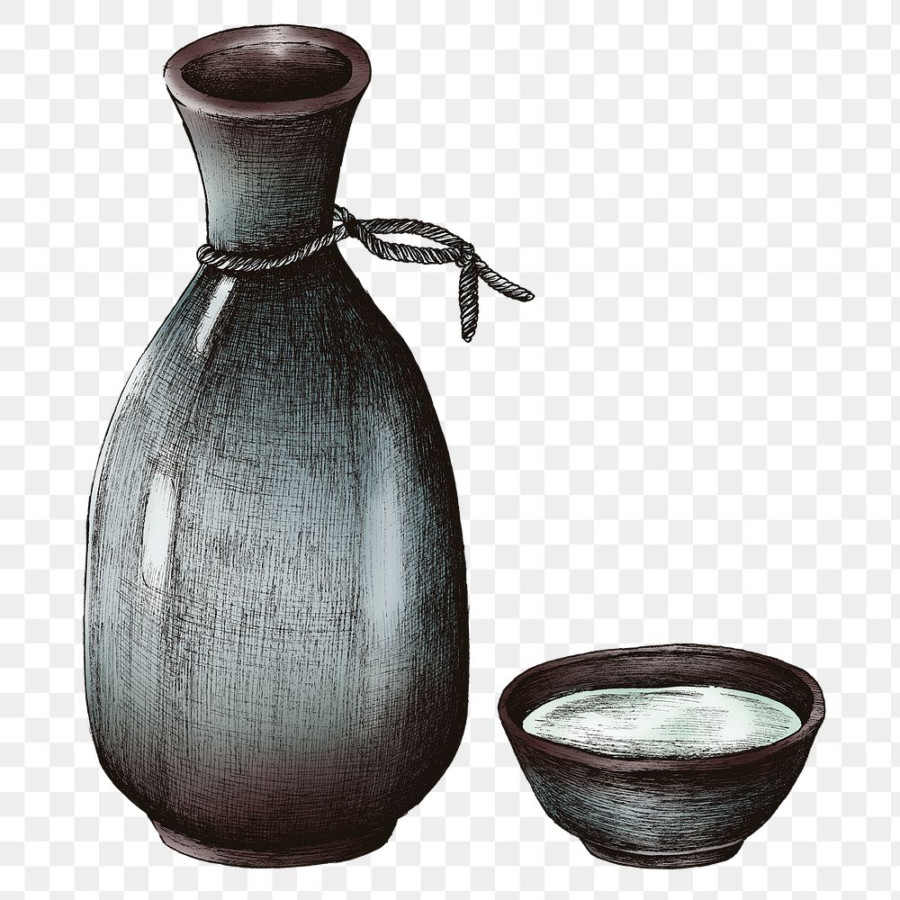 Colorful mirin rice wine png set