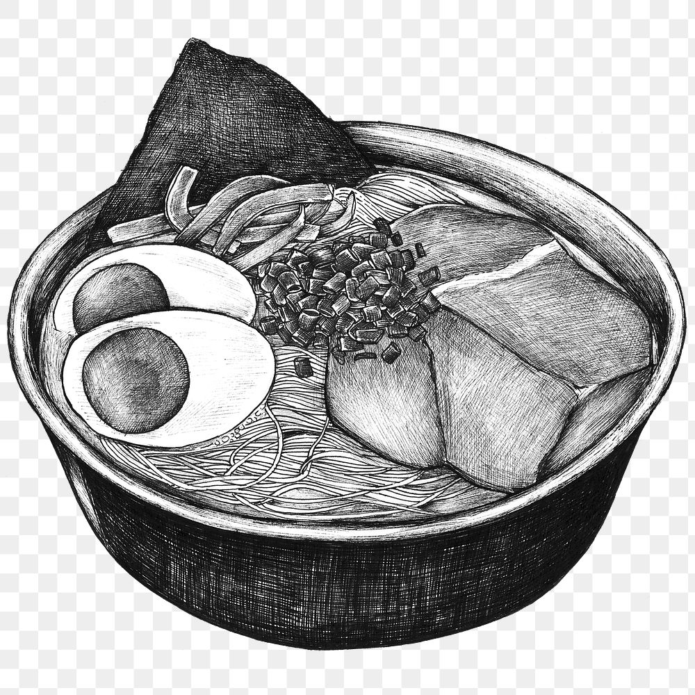 Black and white ramen png 