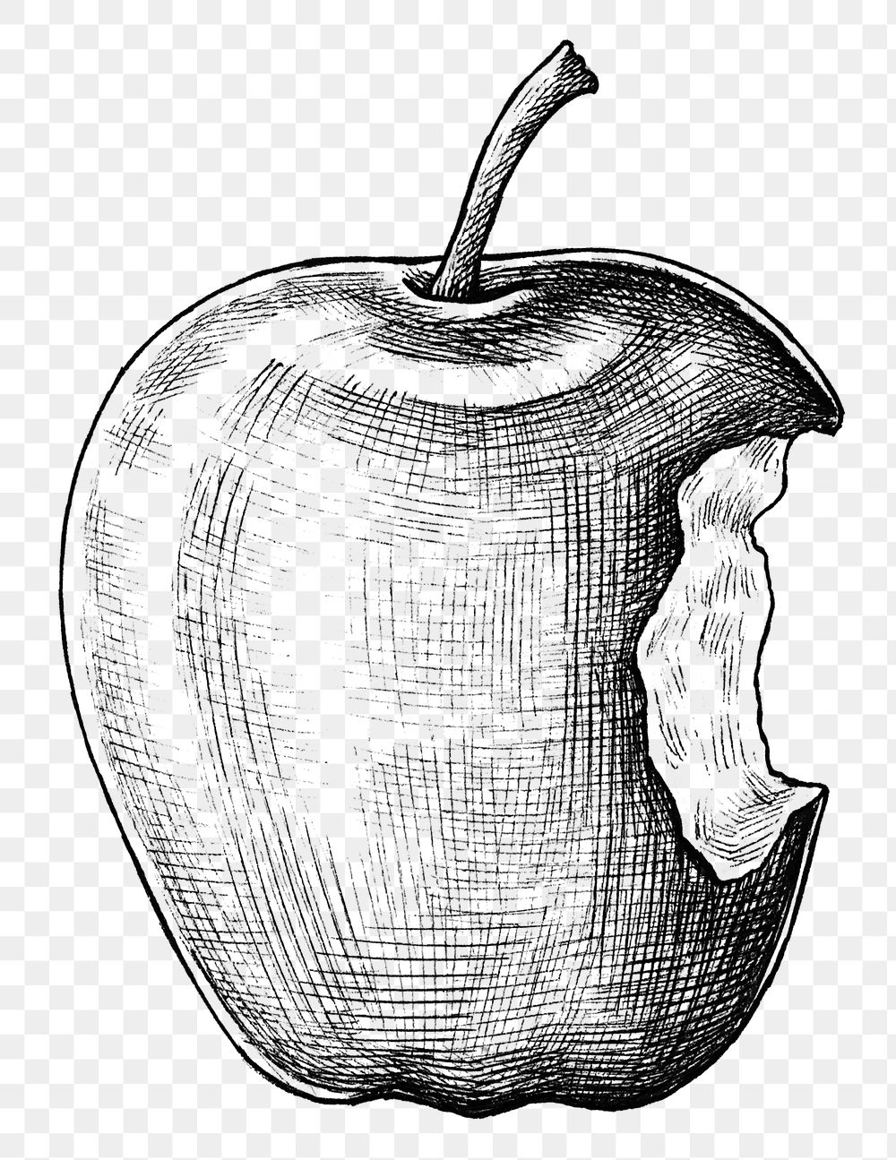 Hand drawn bitten apple fruit transparent png