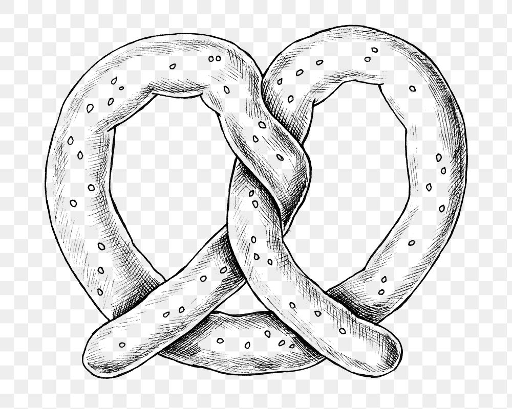 Hand drawn freshly bake pretzel transparent png