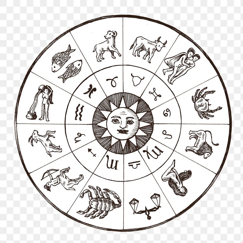 Hand drawn horoscope sign circle | Premium PNG Sticker - rawpixel