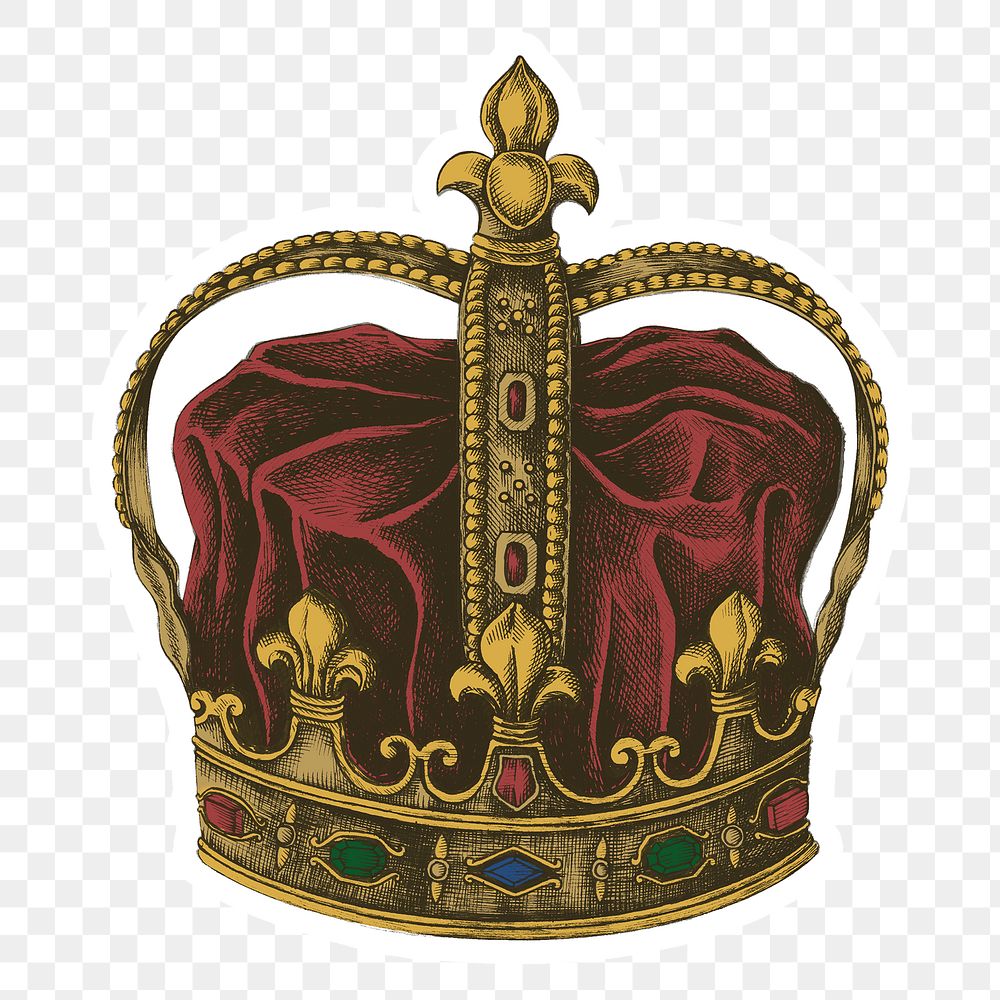 Hand drawn royal crown sticker design element