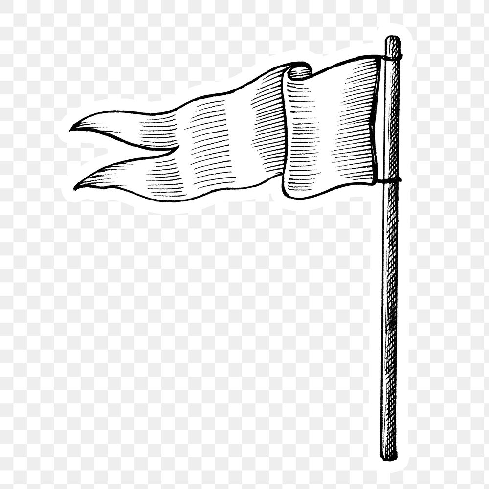 Hand drawn white flag sticker design element