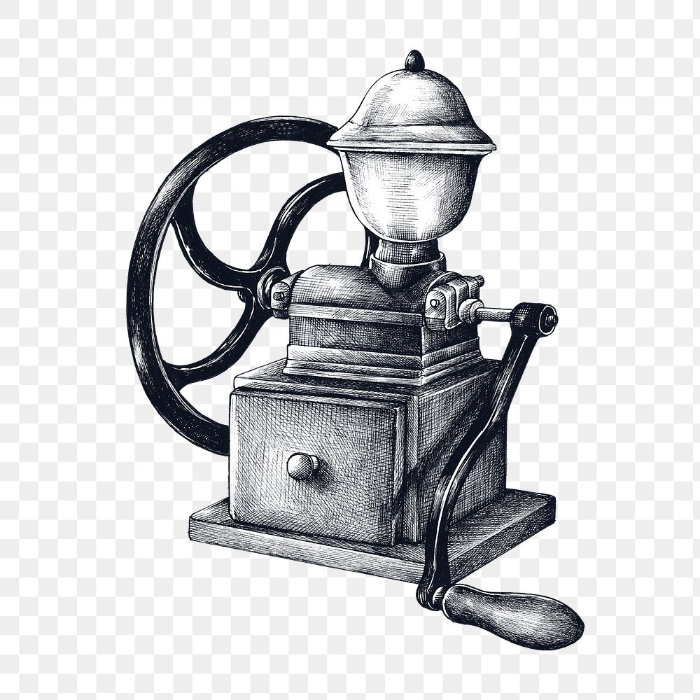Hand drawn retro coffee grinder desing element