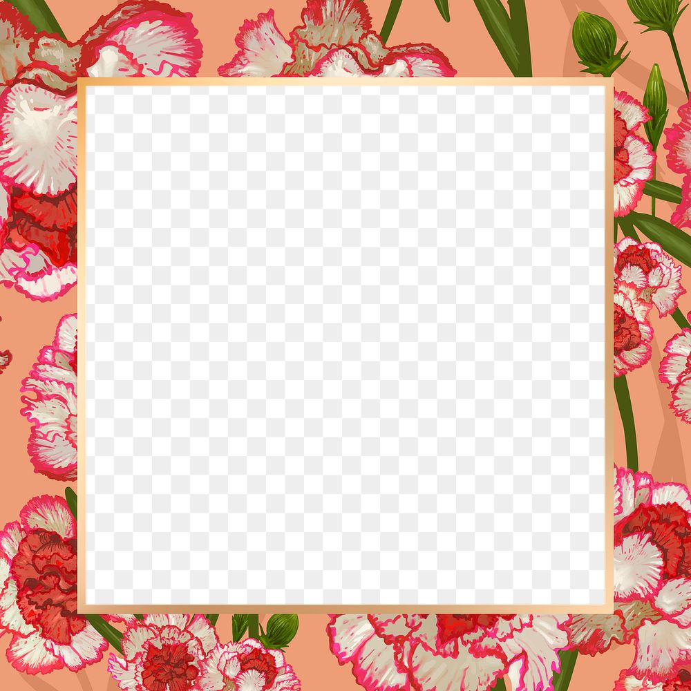 Gold square carnation flower frame design element 