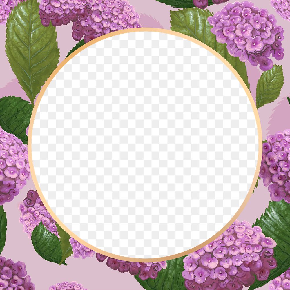 Gold round hydrangea flower frame design element