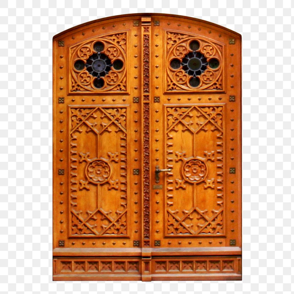 Old church door png clipart, wooden exterior design