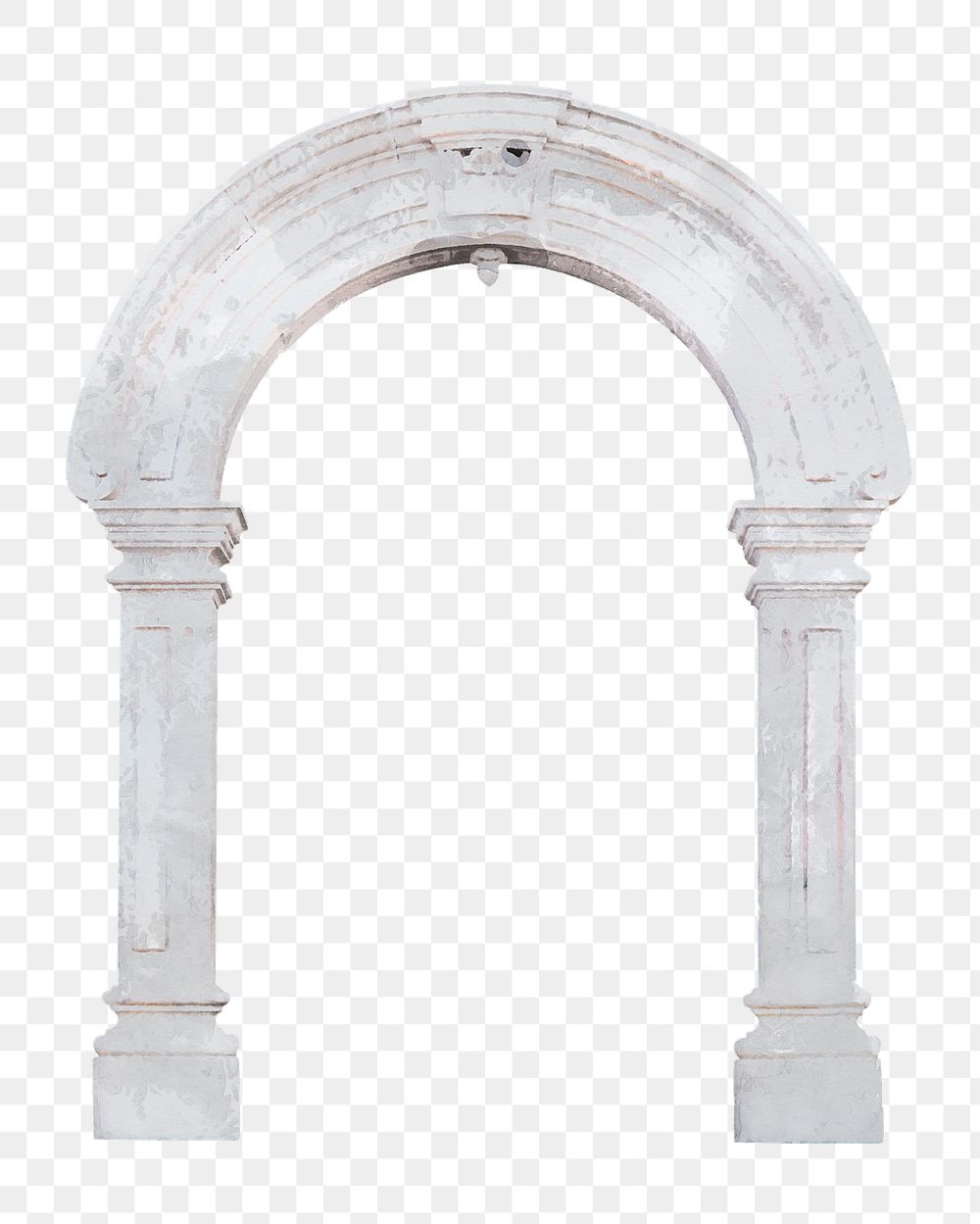 Watercolor arch pillar png clipart, Roman exterior illustration