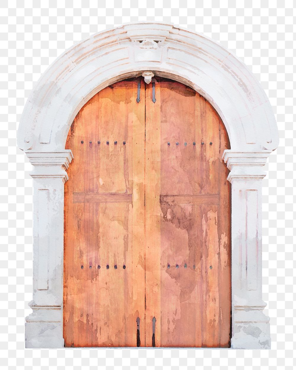 Ancient watercolor door  png clipart, architecture illustration