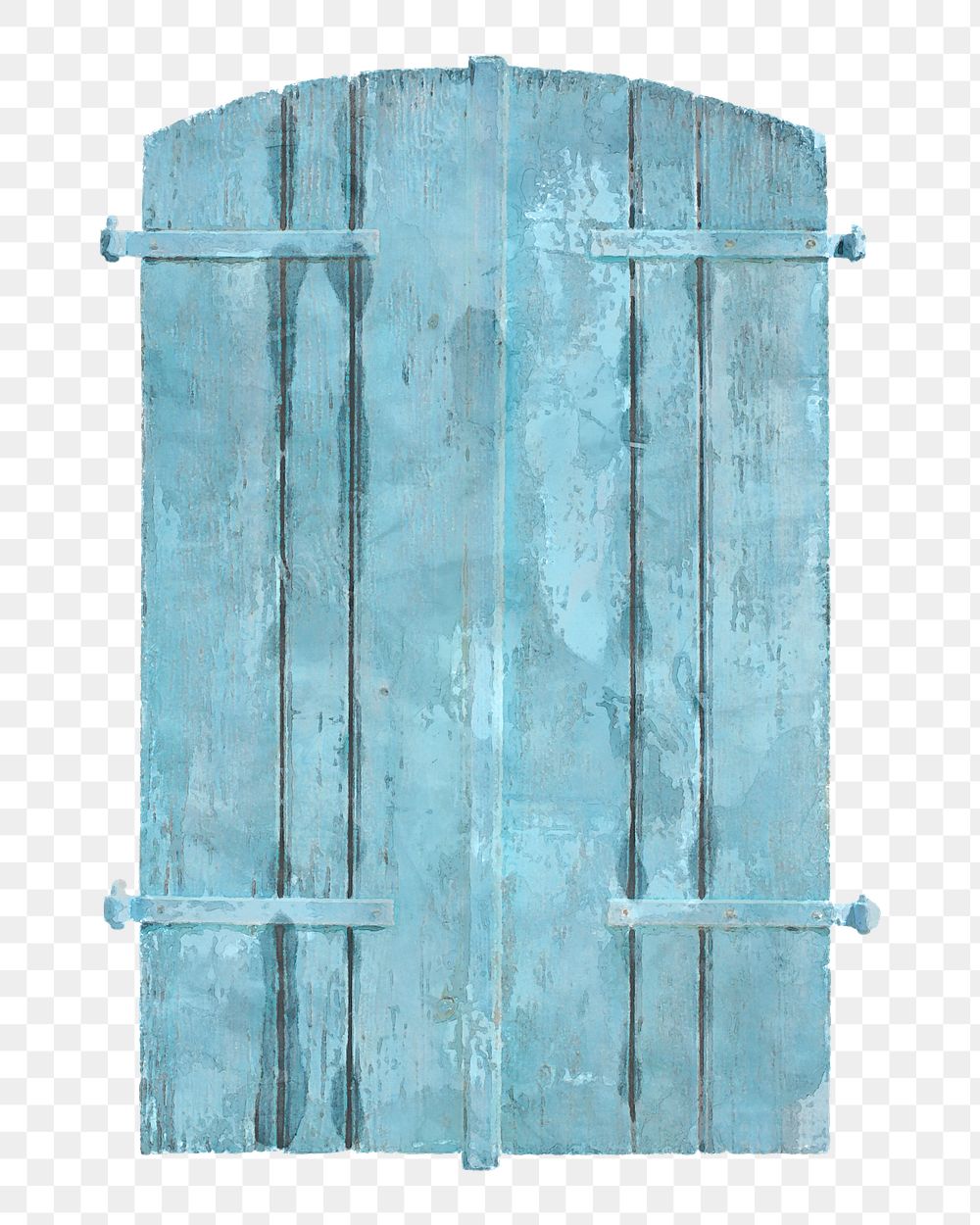 Rustic battened door png clipart, watercolor architecture illustration