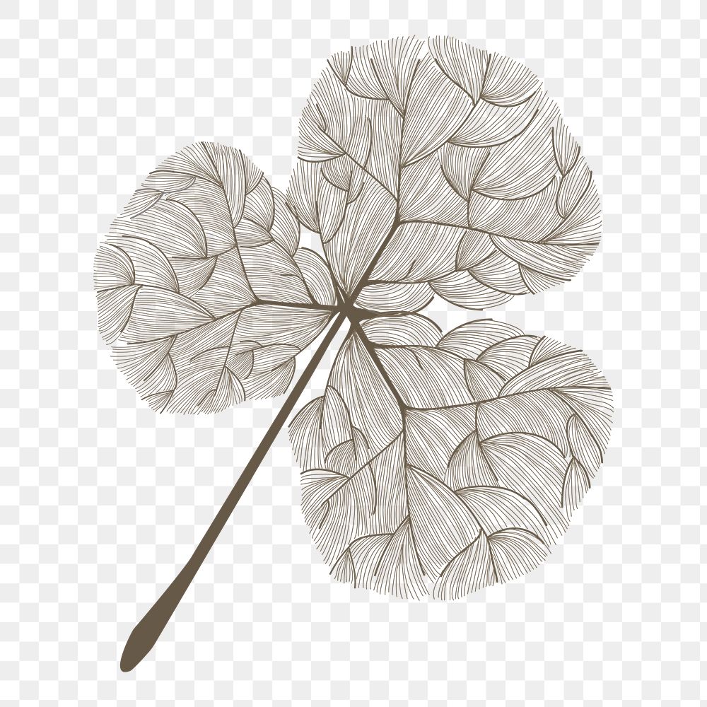 Doodle brown clover leaf sticker design element