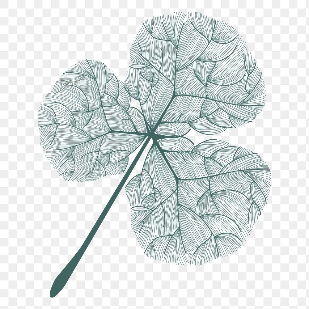 Doodle green clover leaf sticker design element