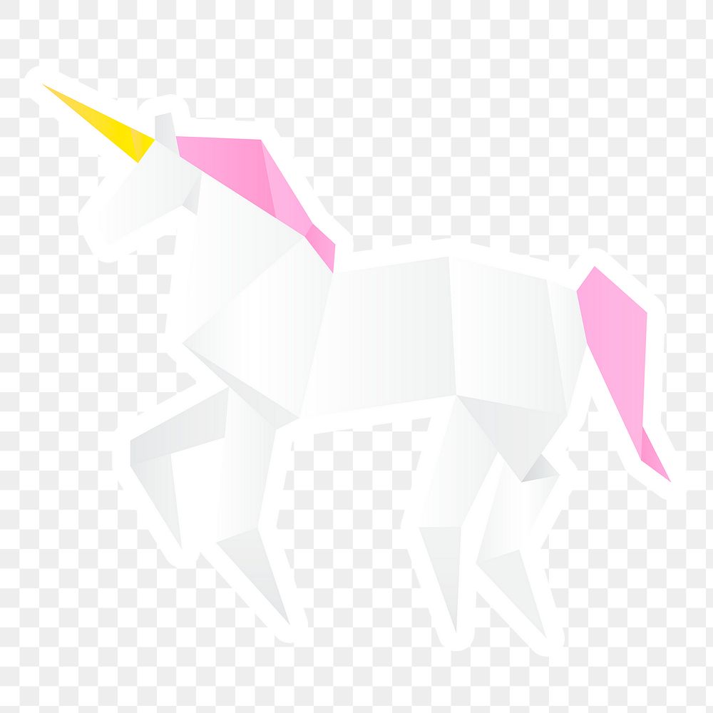Unicorn paper craft sticker png polygon cut out