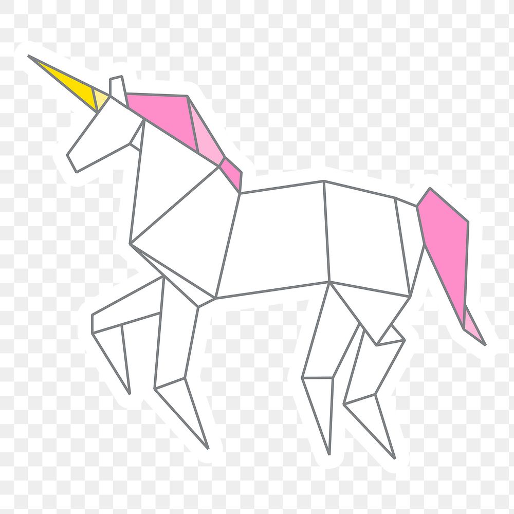 Unicorn polygon origami sticker paper png