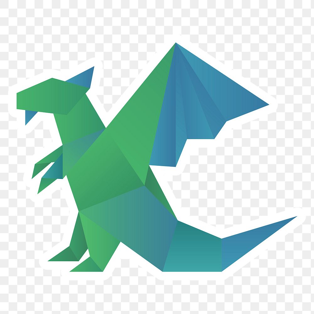 Cute dragon craft sticker png geometric cut out