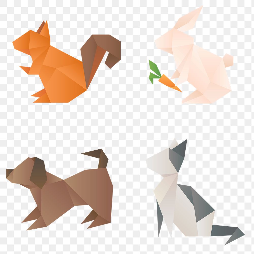 Animals png polygon paper craft cut out collection