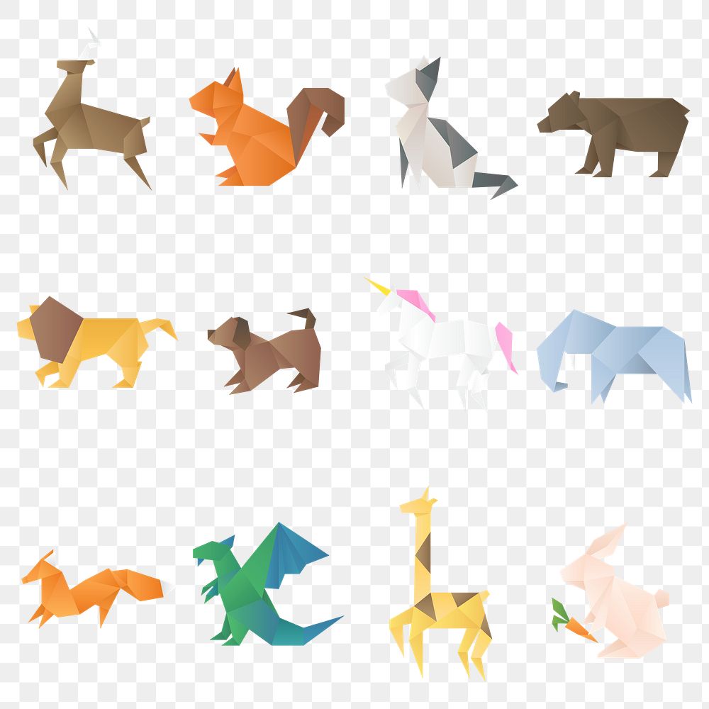 Animals paper craft png polygon illustration mixed