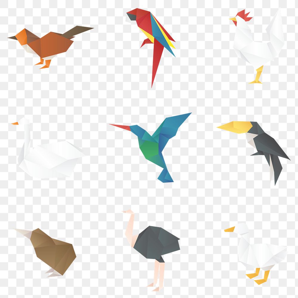 Cute birds craft png geometric cut out collection