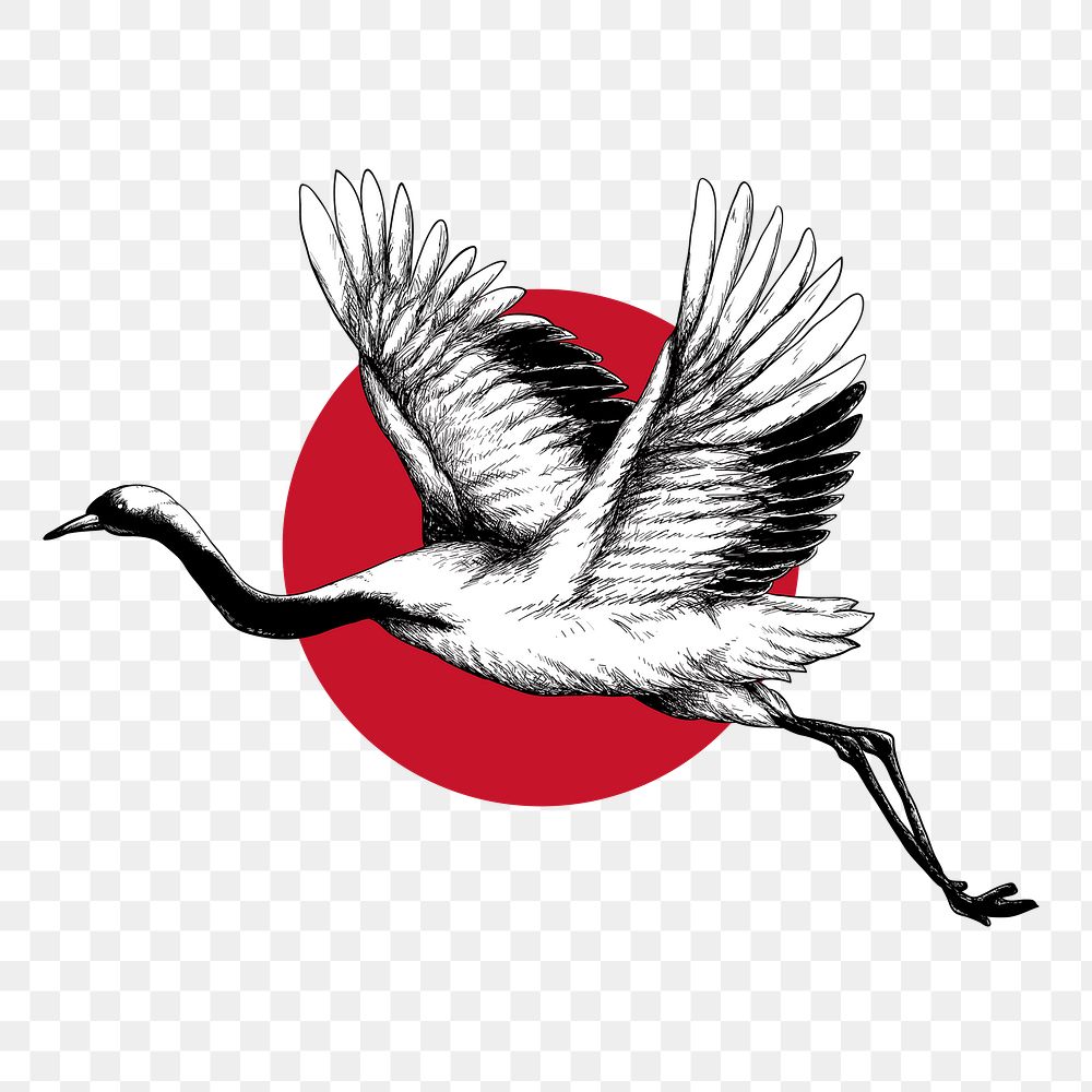 Japanese red-crowned crane sticker design element