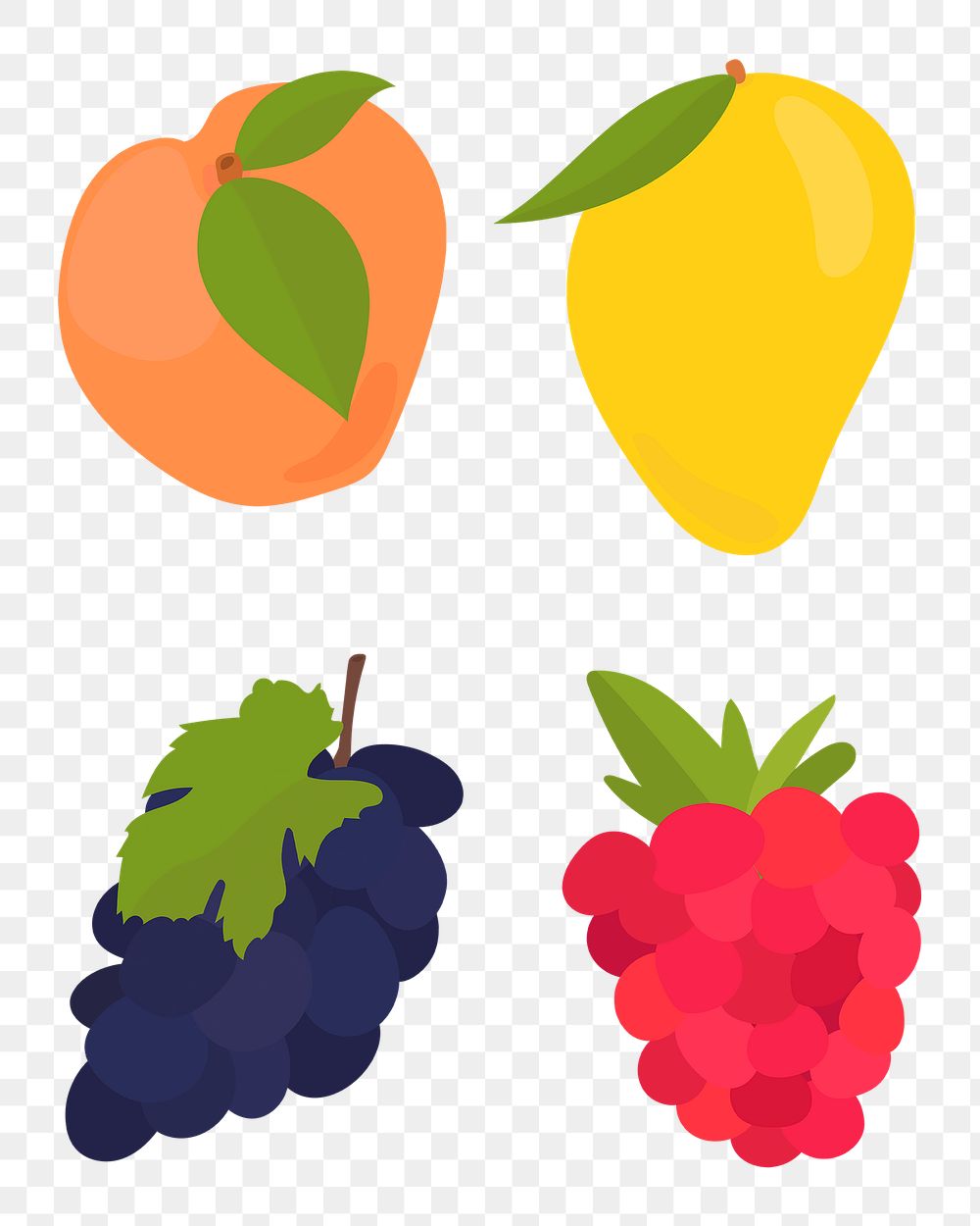 Png pastel fruit cartoon sticker set